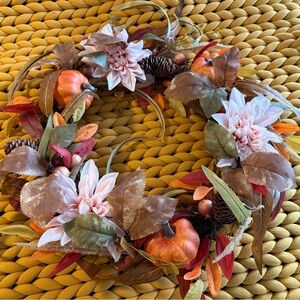 Autumn Floral and Pumpkin Wreath